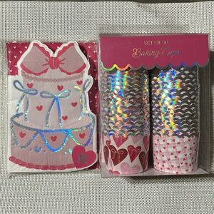 Valentine’s Sweetheart Romantic Pink White Hearts Cupcake Baking Cups Napkins